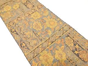 手織り紬　花更紗模様織り出し　名古屋帯